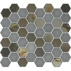 Mosaique mini tomette hexagonale grise 25x13mm SIXTIES GREY - 1m² - zoom