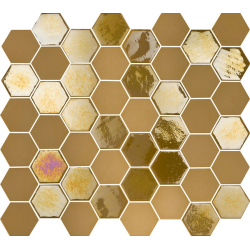 Mosaique mini tomette hexagonale dorée 25x13mm SIXTIES MUSTARD - 1m² Togama