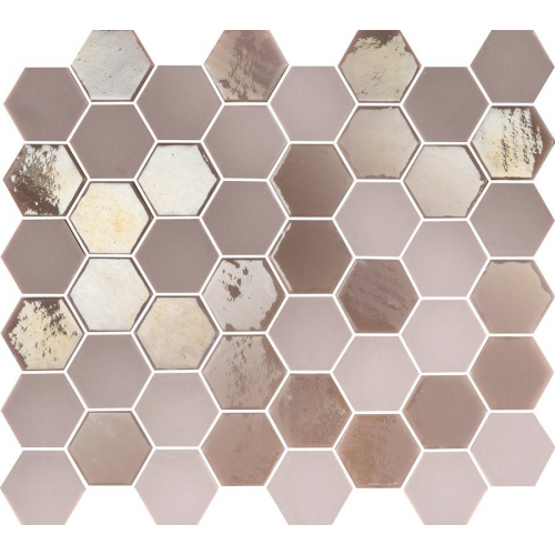 Mosaique mini tomette hexagonale rose 25x13mm SIXTIES PINK - 1m²