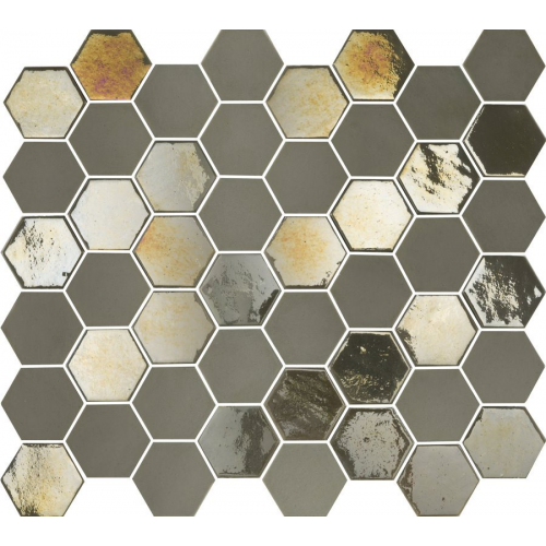 Mosaique mini tomette hexagonale beige nuancé 25x13mm SIXTIES TAUPE - 1m²