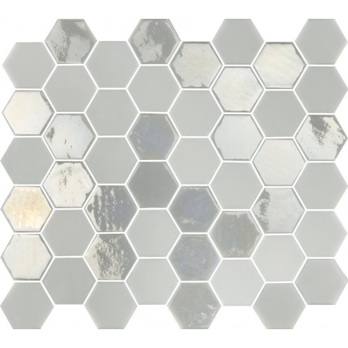 Mosaique mini tomette hexagonale blanc ivoire nacré 25x13mm SIXTIES WHITE- 1m² Togama