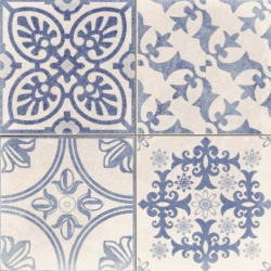 Carrelage style ciment blanc et bleu SKYROS DECO BLANCO 44x44 cm - 1.37m² - zoom