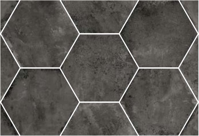 Carrelage effet pierre noir nuancé de gris sans motifs hexagonal