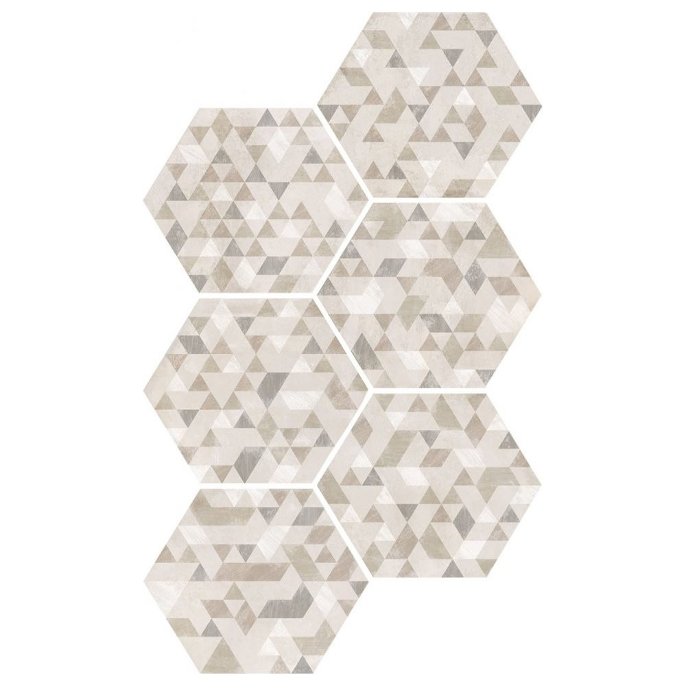 Carrelage hexagonal décor beige 29.2x25.4cm URBAN FOREST NATURAL 23618 R9 - 1m² - 2