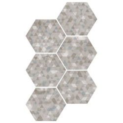 Carrelage hexagonal décor gris 29.2x25.4cm URBAN FOREST SILVER 23615 R9 - 1m² Equipe