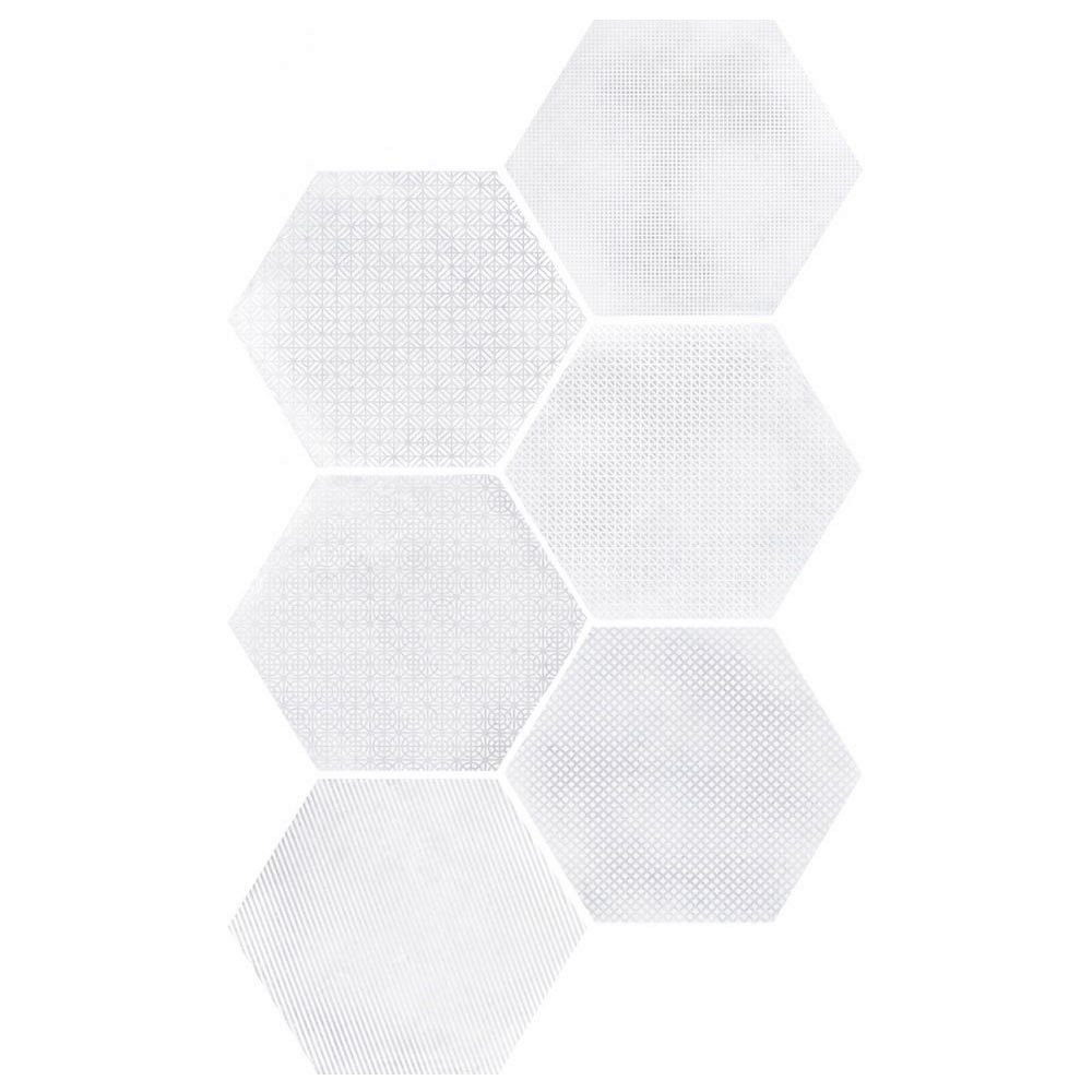 Carrelage hexagonal décor blanc 29.2x25.4cm URBAN HEXAGON MÉLANGE LIGHT 23516 R9 - 1m² - 2