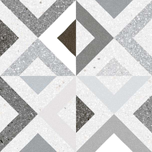 Carrelage style scandinave géométrique grisé BRENTA HUMO 20x20 - 1 m² - zoom