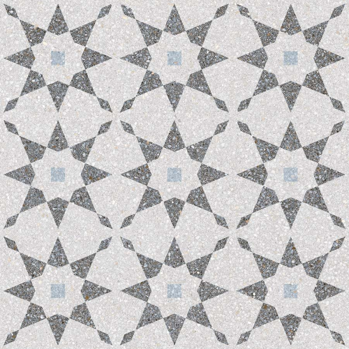 Carrelage à décors étoiles gris bleu rectifié AVENTINO-R Humo 29x29 - 0.94m²