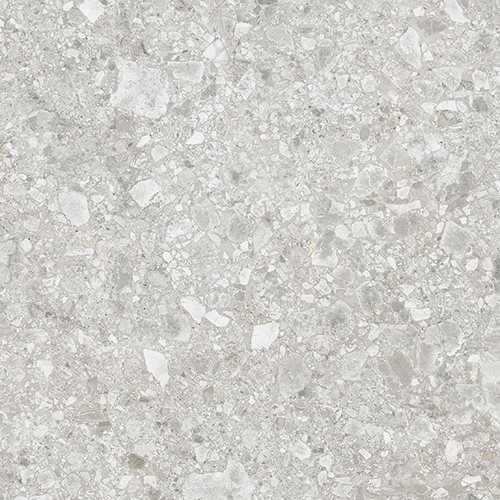 Carrelage Terrazzo Gris clair avec nuances de blanc, 60x60 cm