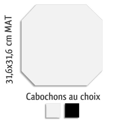 Carrelage octogonal rectifié 31.6x31.6 blanc mat et cabochons MONOCOLOR ALASKA - 1 m² Vives Azulejos y Gres