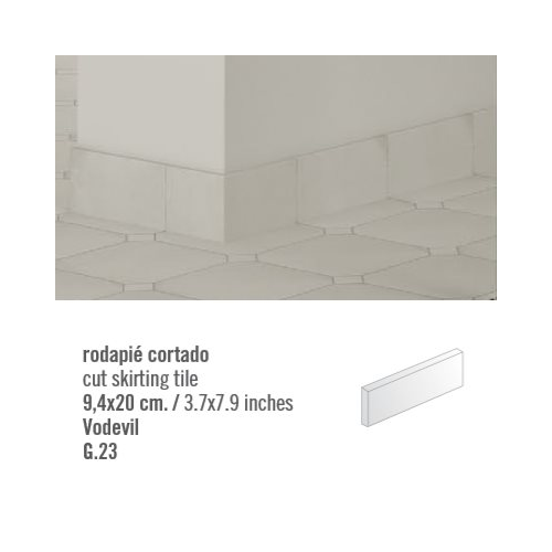 Plinthe intérieur Vodevil. 9.4x20 cm - 2mL Vives Azulejos y Gres