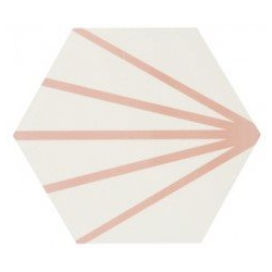 Tomette blanche à rayure rose motif dandelion MERAKI LINE ROSA 19.8x22.8 cm - 0.84m² - zoom