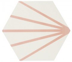 Tomette blanche à rayure rose motif dandelion MERAKI LINE ROSA 19.8x22.8 cm - 0.84m²
