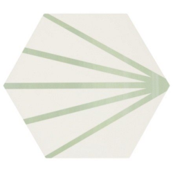 Tomette blanche à rayure verte motif dandelion MERAKI LINE VERDE 19.8x22.8 cm - 0.84m² Bestile