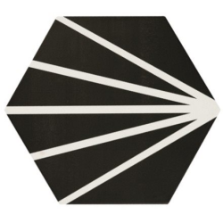 Tomette noir motif dandelion MERAKI NEGRO 19.8x22.8 cm - 0.84m² - zoom