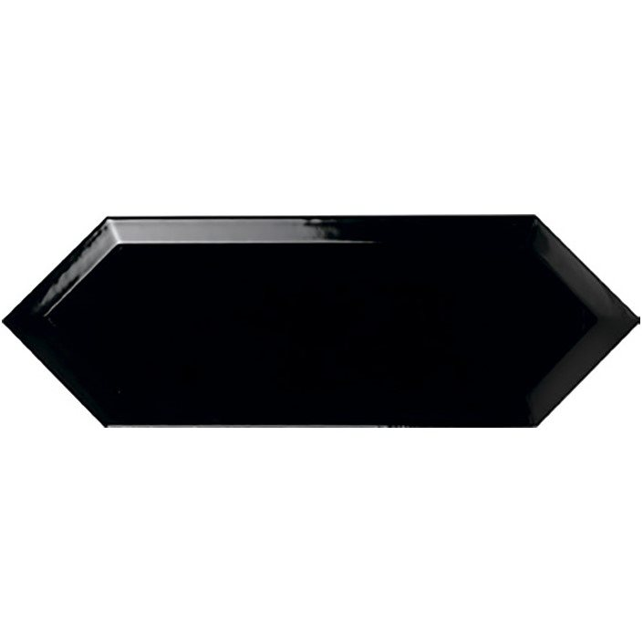 Faience navette biseautée noire brillant 10x30 PICKET BEVELED COAL - 1m² - zoom