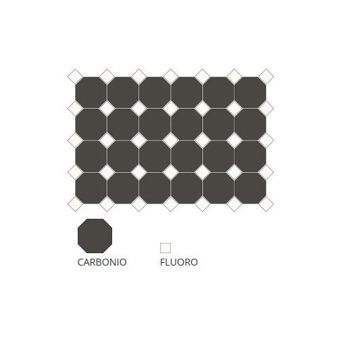 Carrelage 10x10 mat octogone noir Carbonio à cabochons - 1m²