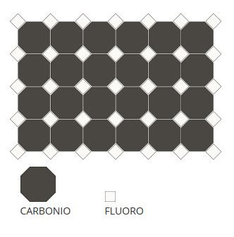 Carrelage 10x10 mat octogone noir Carbonio à cabochons - 1m² - zoom