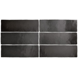 Faience dénuancée noir 6.5x20 cm MAGMA BLACK COAL 24962 - 0.5m² Equipe