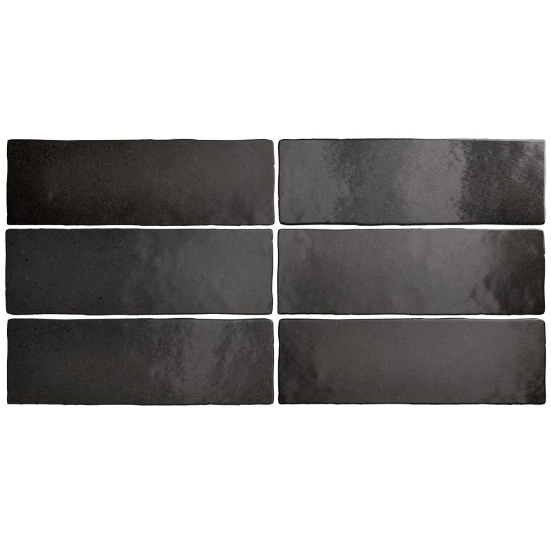 Faience dénuancée noir 6.5x20 cm MAGMA BLACK COAL 24962 - 0.5m²