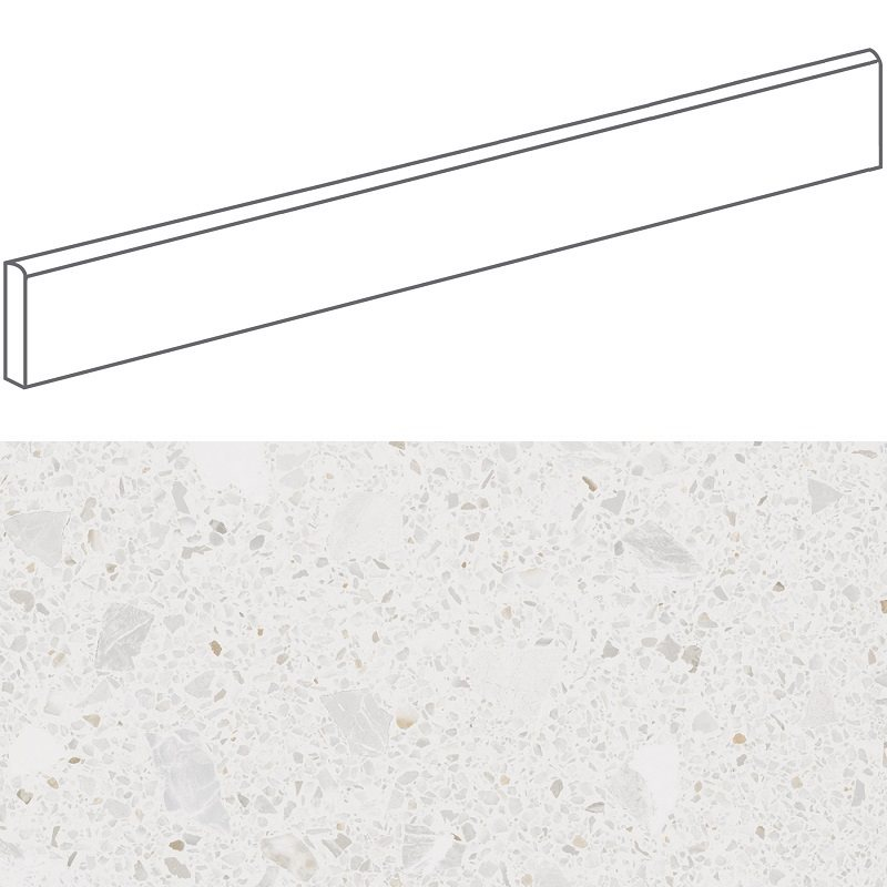 Plinthe style terrazzo granité blanc 9.4x80 cm MISCELA-R Nacar - 12ml