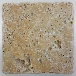 Carrelage pierre TRAVERTIN TR-TAS SCABOS beige noce 10x10CM - 1er choix- 0.5m² Nd