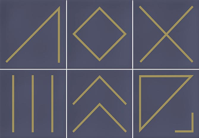 Faïence géométrique bleu marine/doré 23x33.5 cm NAGANO INDIGO- 1m² - zoom