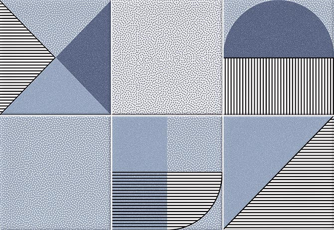 Faïence géométrique bleu marine 23x33.5 cm NAGO INDIGO- 1m² - zoom