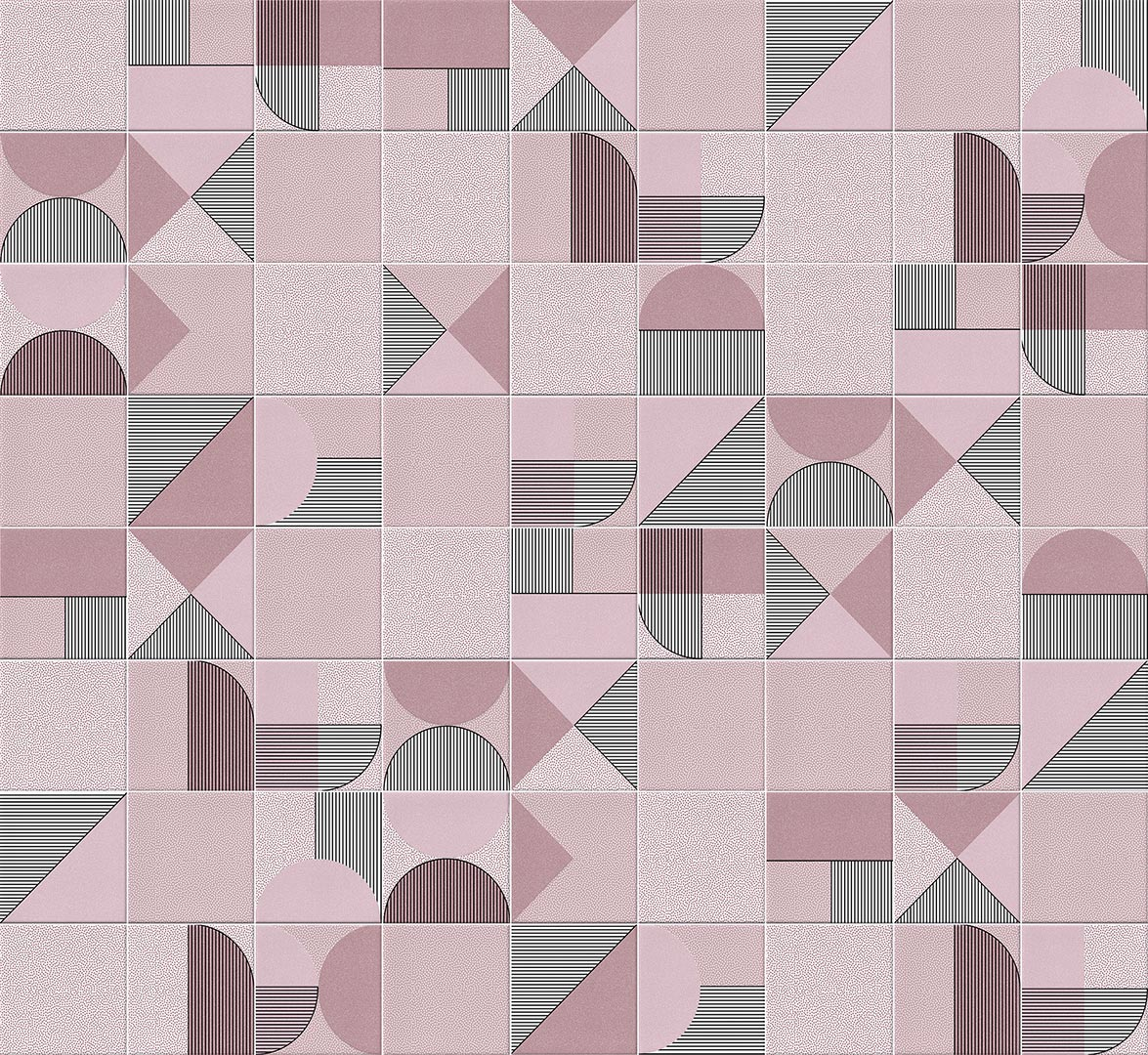Faïence géométrique rose 23x33.5 cm NAGO MARSALA - 1m² - 2