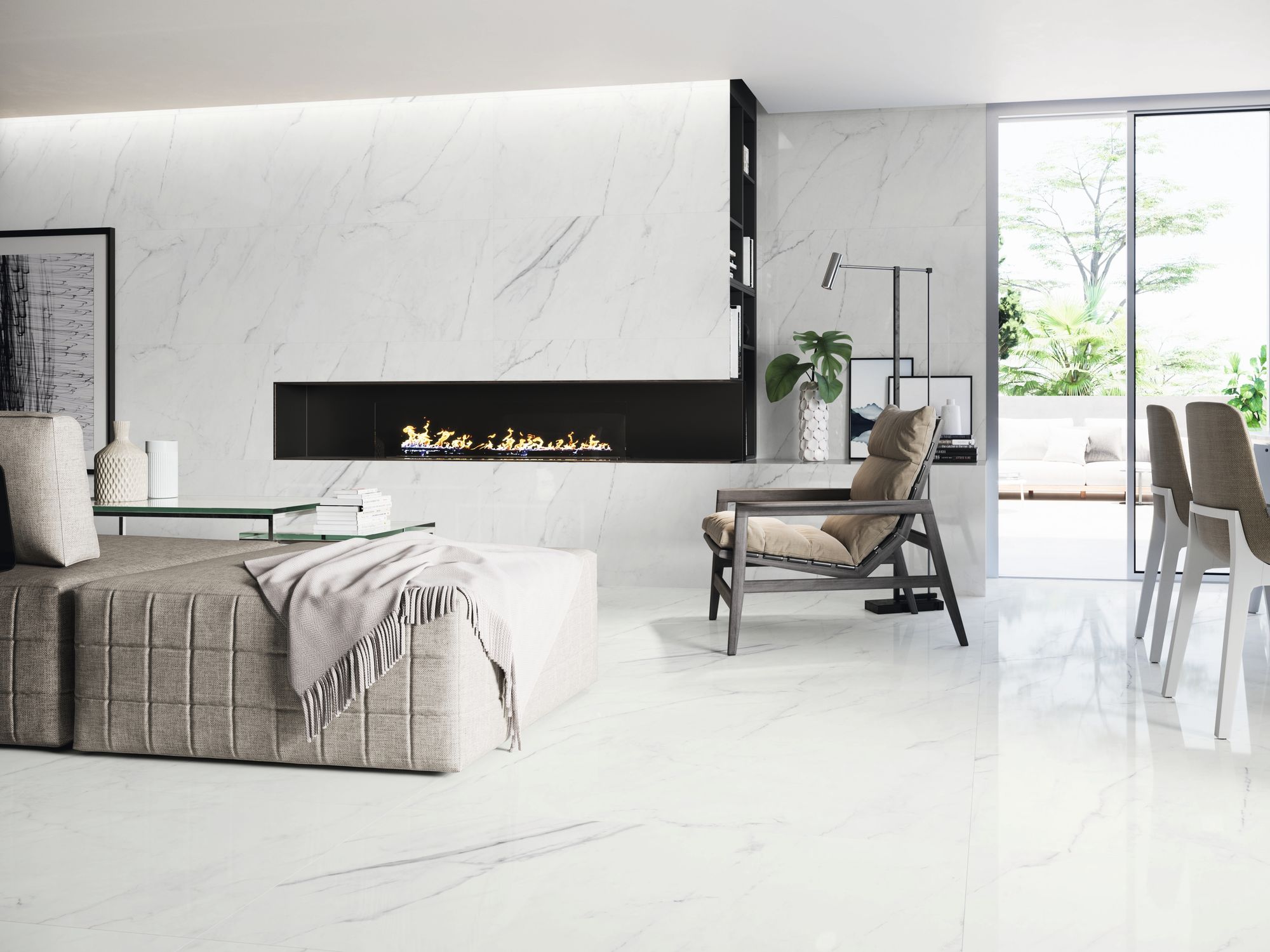 Carrelage imitation marbre NILLE PULIDO 60X120 - 1,44m² - 2