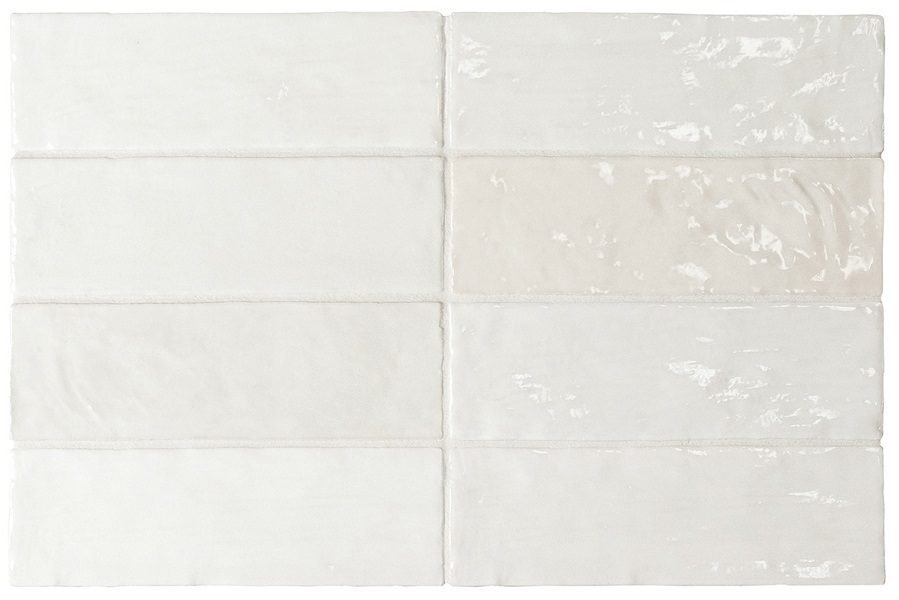 Carrelage Zellige blanc texturé effet brillant dimensions 6,5X20