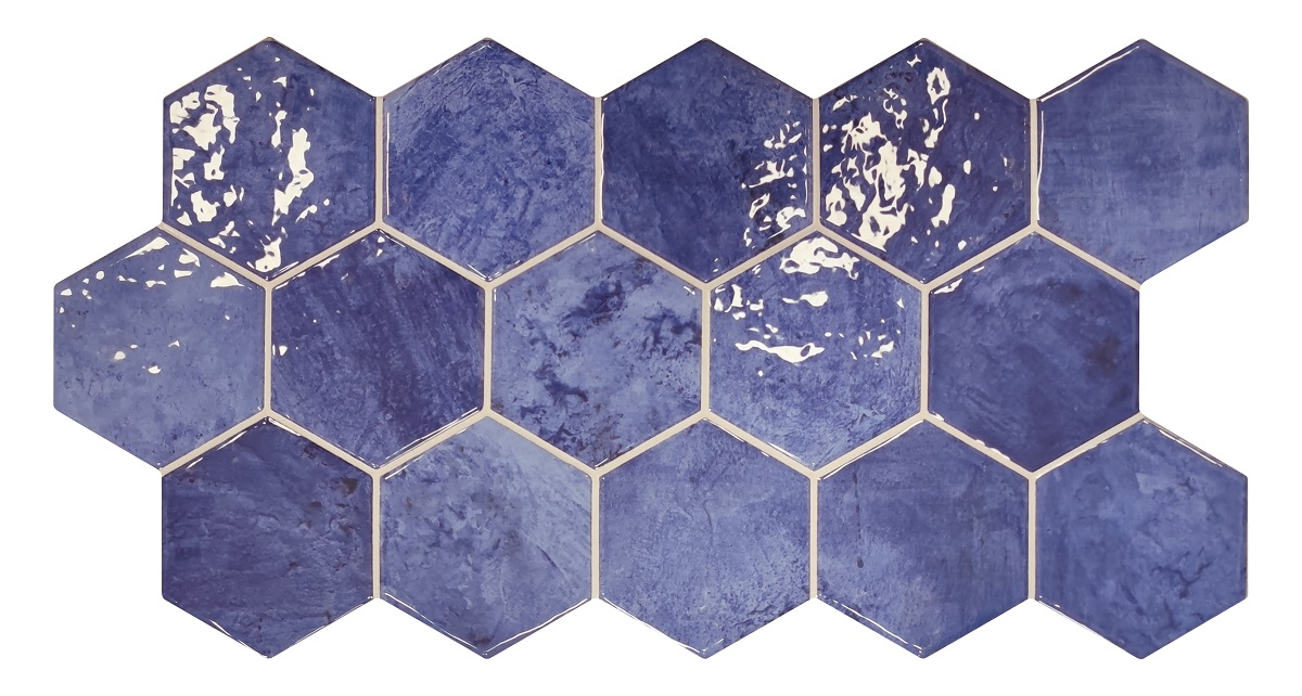 Carrelage tomette bleue brillant 26.5x51 cm HEX ZELLIGE AZZURE - 0.95m²